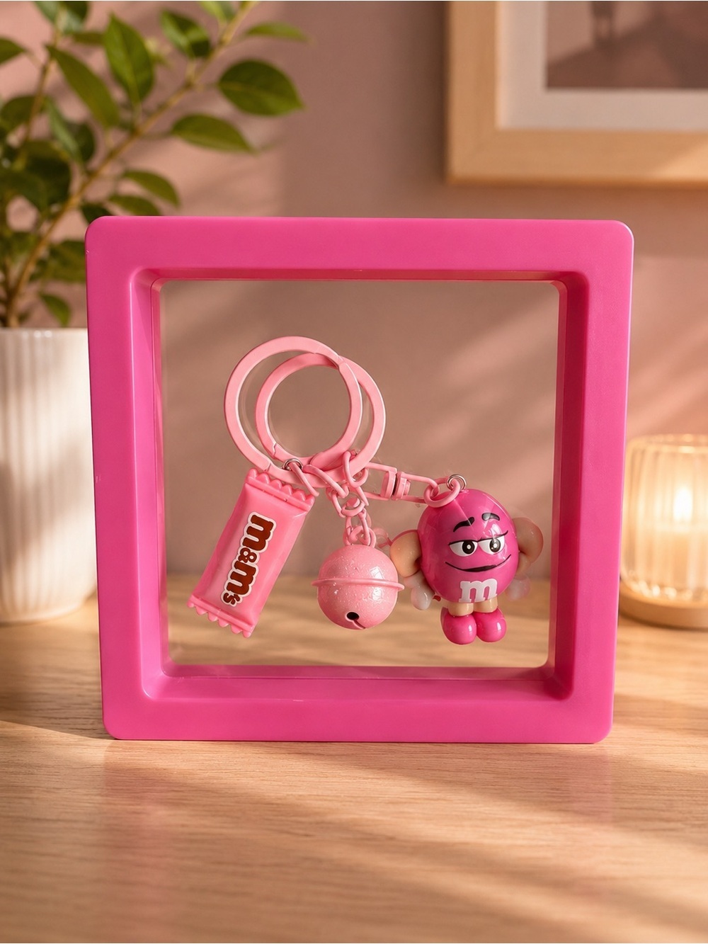 Hot Pink M&M bag charm with case